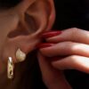 925 Sterling Silver Diamond Spiral Shell Stud Earrings - Image 2