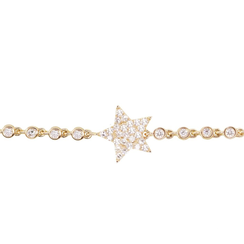 925 Sterling Silver Diamond Star Bezel Bracelet