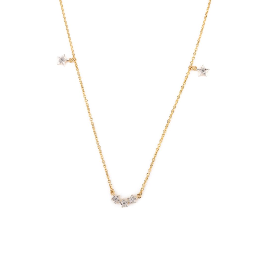 925 Sterling Silver Diamond Star Everyday Necklace