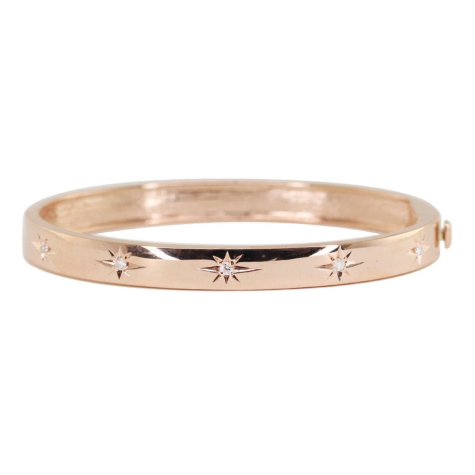 925 Sterling Silver Diamond Starburst Bangle