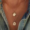 925 Sterling Silver Diamond Starburst Hammered Mini Disk Necklace - Image 3