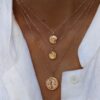 925 Sterling Silver Diamond Starburst Hammered Mini Disk Necklace - Image 4