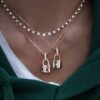925 Sterling Silver Diamond Starburst Lock Necklace - Image 2