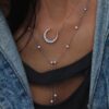 925 Sterling Silver Diamond Starlit Crescent Moon Necklace - Image 2