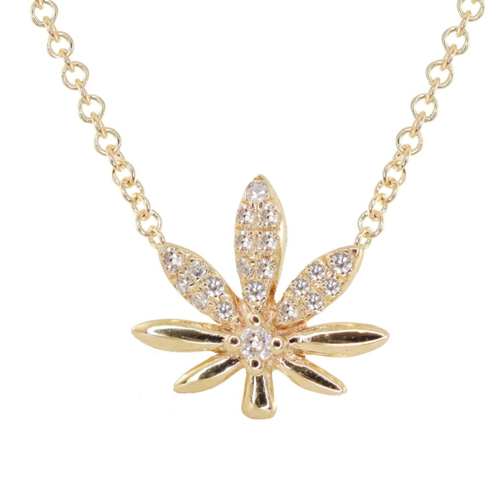 925 Sterling Silver Diamond Sweet Leaf Necklace