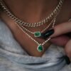 925 sterling silver necklace with bezel-set teardrop emerald