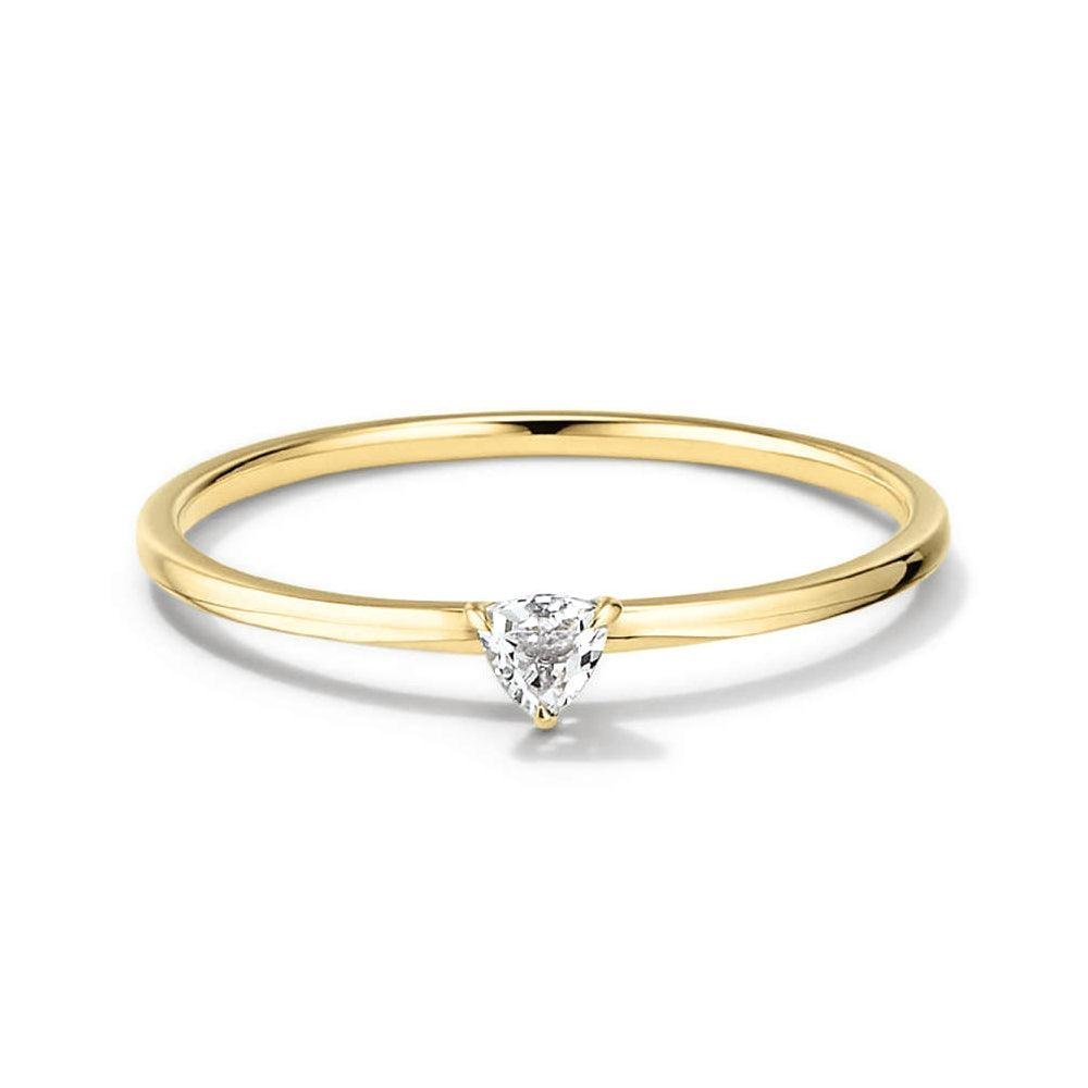 925 Sterling Silver Diamond Trillion Stacker Ring