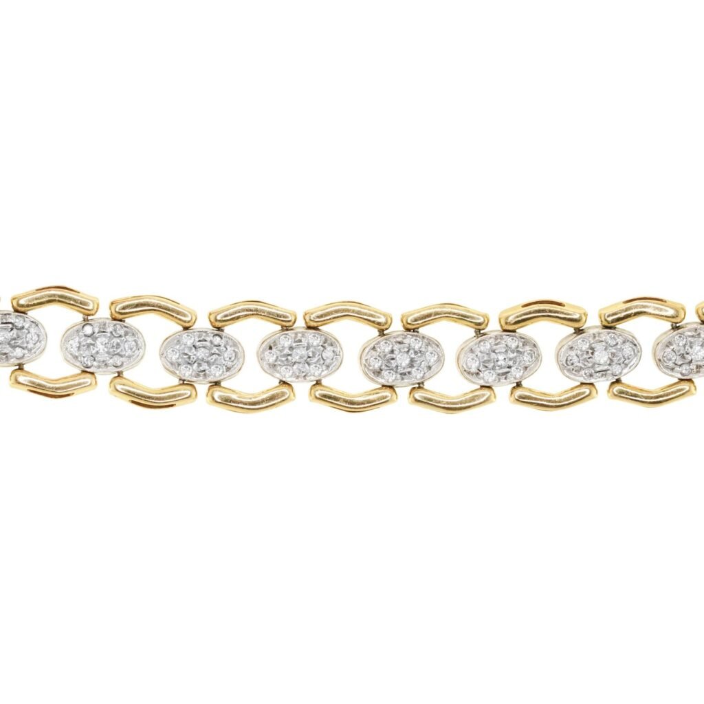 925 Sterling Silver Diamond Vintage Chain Link Bracelet