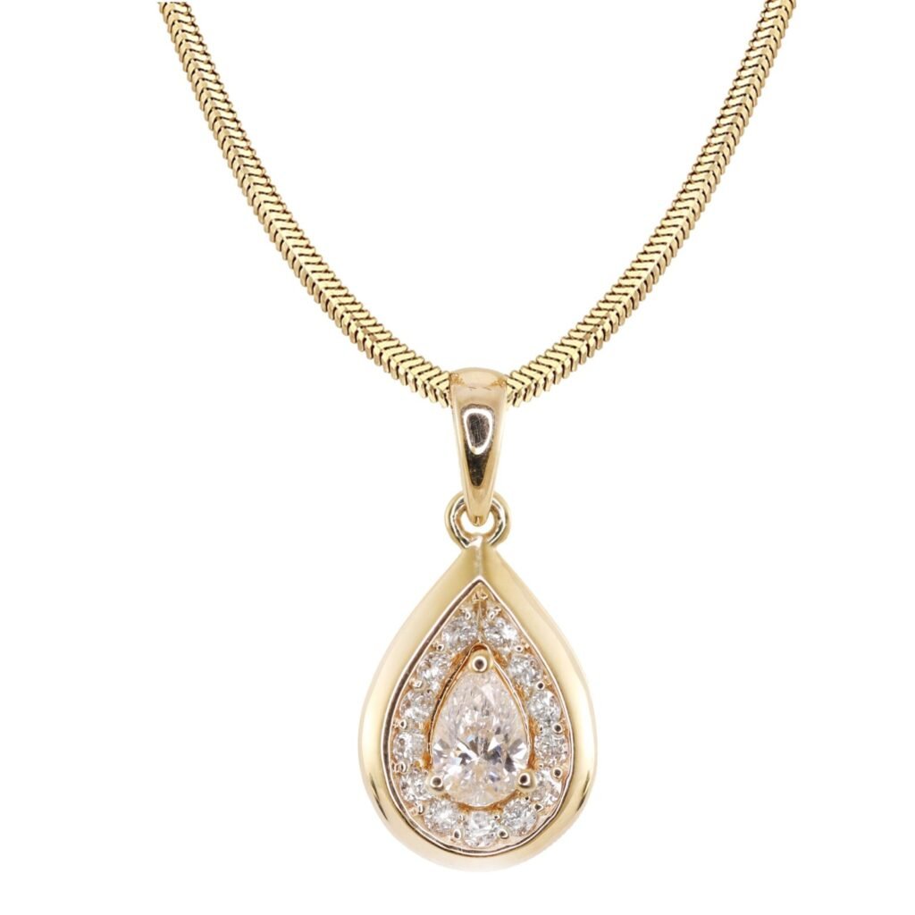 925 Sterling Silver Diamond Water Drop Necklace