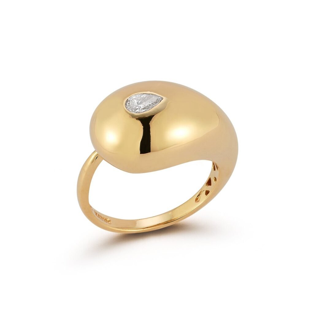 925 Sterling Silver Diamond Water Droplet Ring