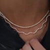 925 Sterling Silver Diamond Wavy Tennis Necklace - Image 2