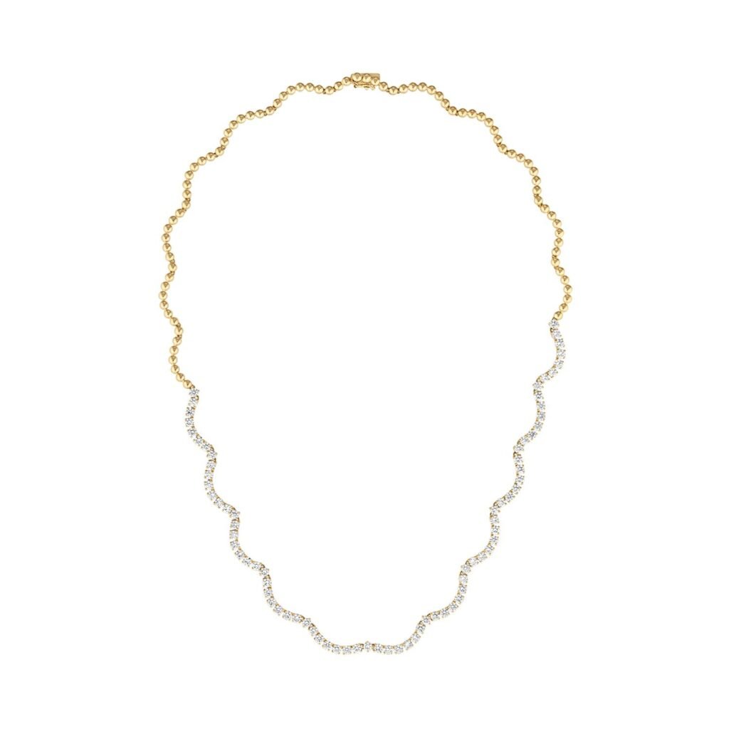 925 Sterling Silver Diamond Wavy Tennis Necklace