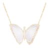 925 Sterling Silver Diamond White Mother of Pearl Baby Butterfly Necklace