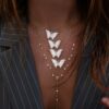 925 Sterling Silver Diamond White Mother of Pearl Baby Butterfly Necklace - Image 2
