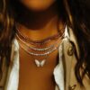 925 Sterling Silver Diamond White Mother of Pearl Baby Butterfly Necklace - Image 4