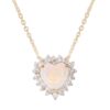 925 Sterling Silver Diamond White Opal Heart Necklace