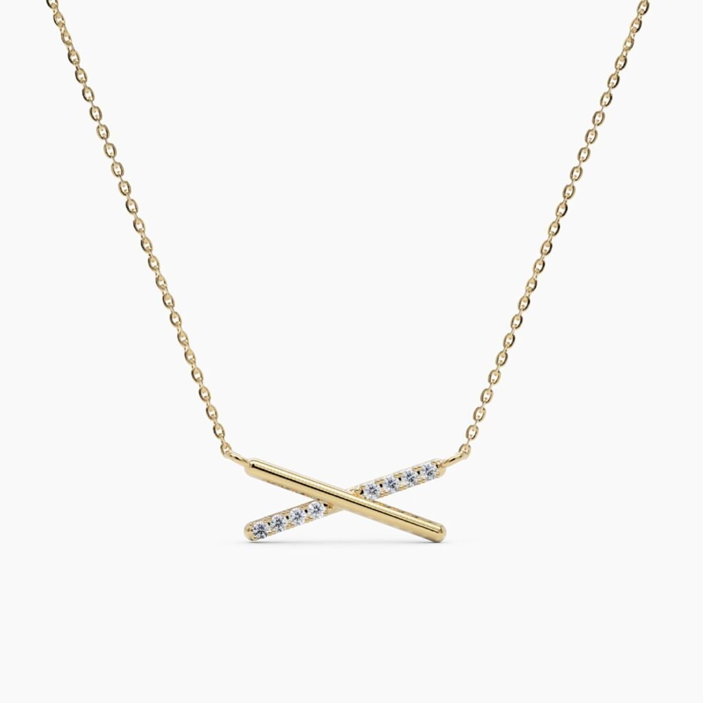 925 Sterling Silver Diamond X Necklace