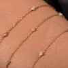 Slim bracelet design with 1.10mm chain and 1.80mm stones