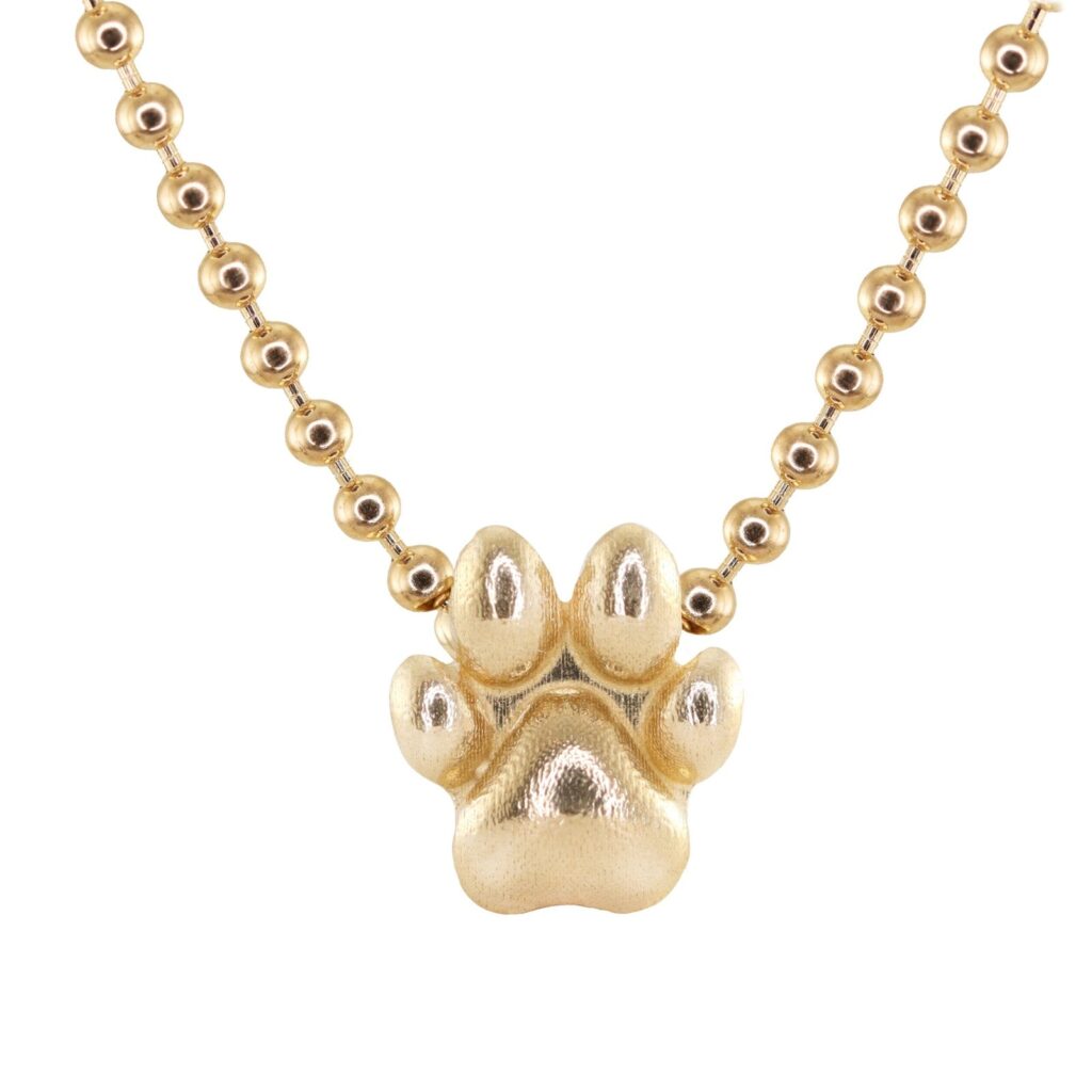 925 Sterling Silver Dog Paw Necklace On Ball Chain