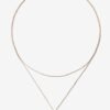925 Sterling Silver double chain pearl necklace with layered design
