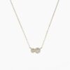 925 Sterling Silver Double Diamond Bezel Necklace
