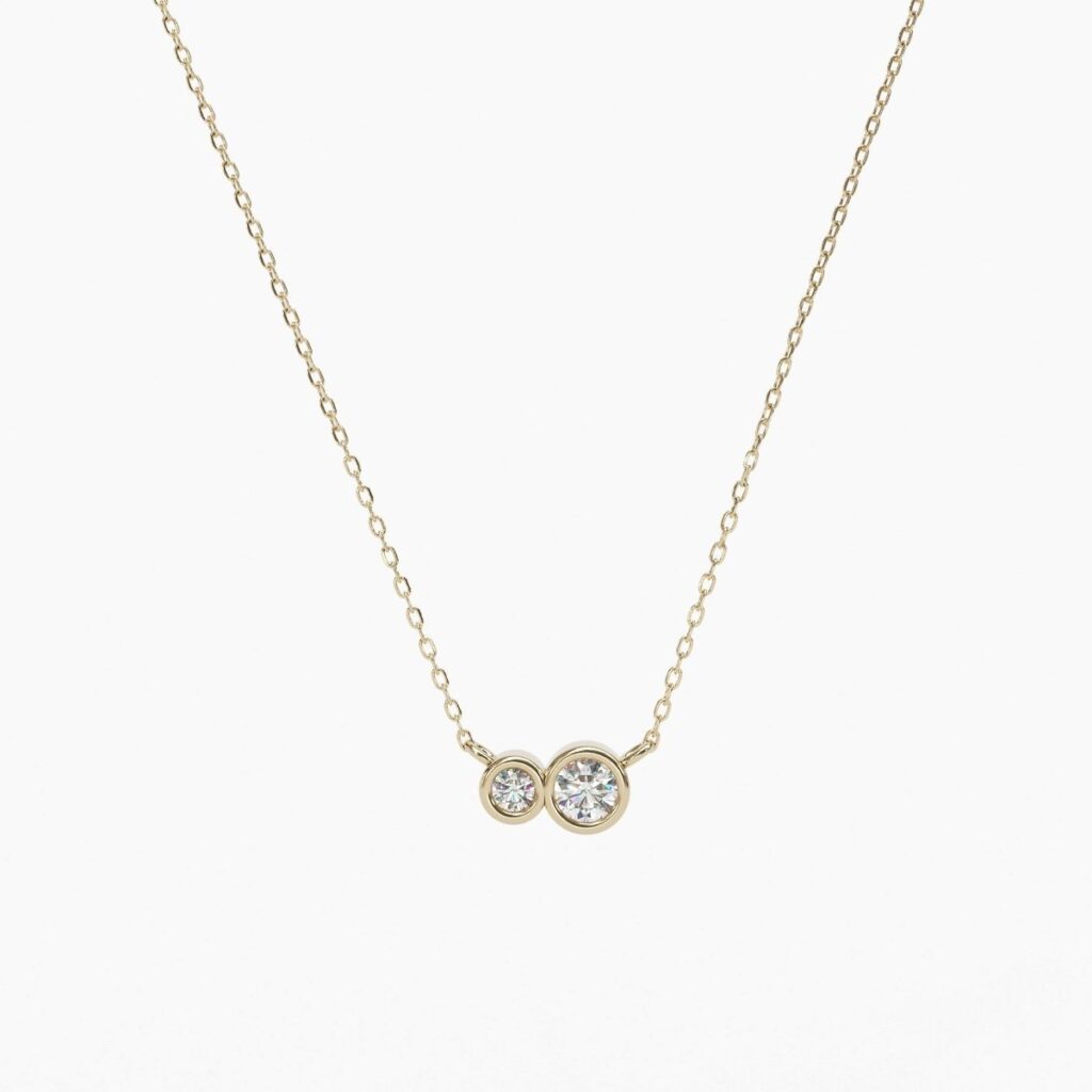 925 Sterling Silver Double Diamond Bezel Necklace