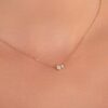 925 Sterling Silver Double Diamond Bezel Necklace - Image 2