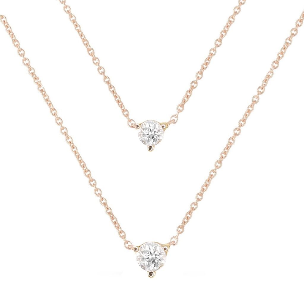 925 Sterling Silver Double Floating Diamond Necklace