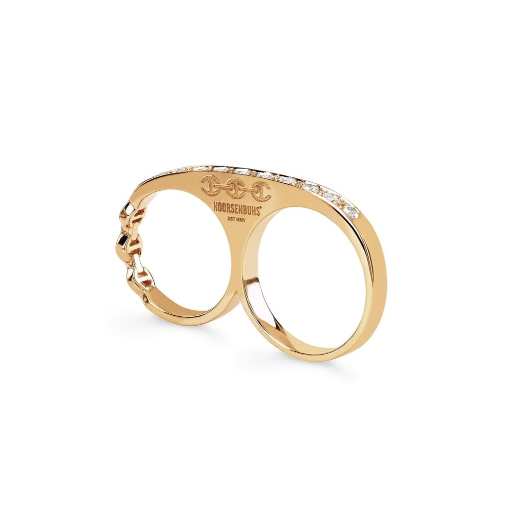 925 Sterling Silver Double Knuckle Diamond Ring