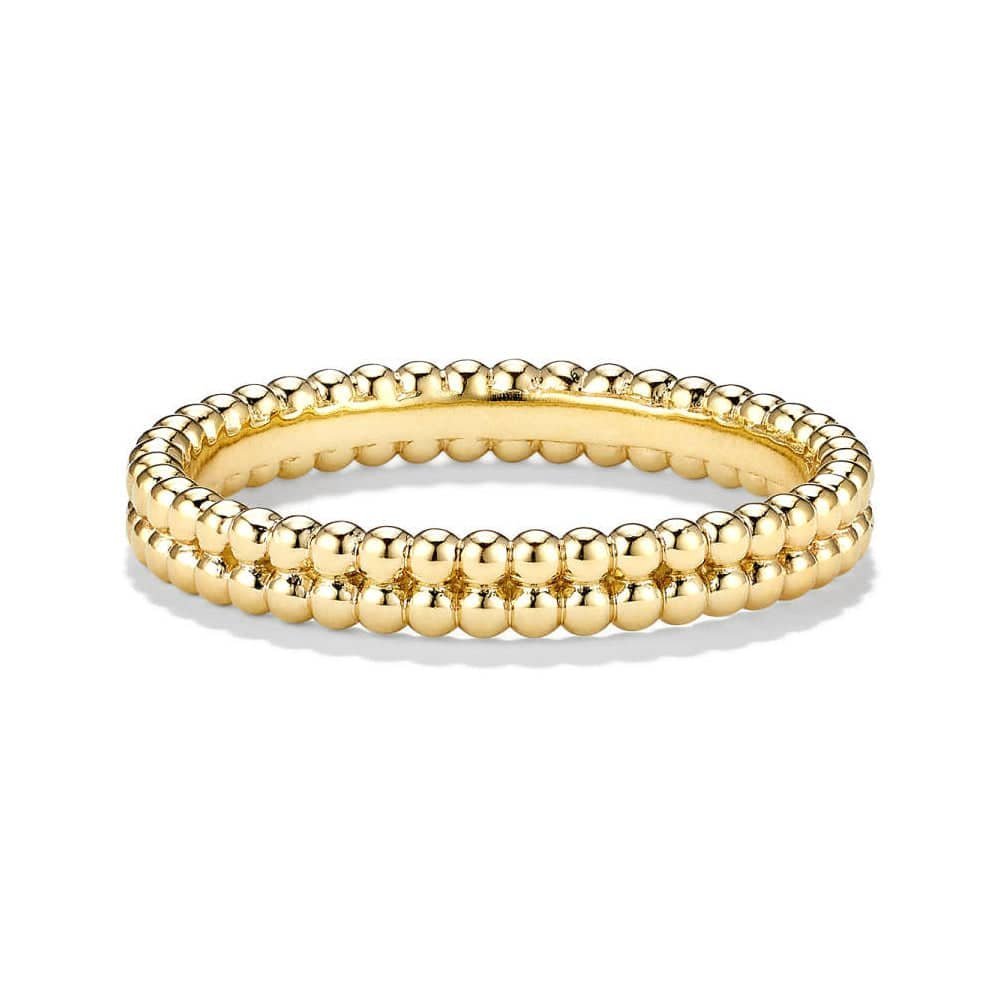 925 Sterling Silver Double Row Beaded Stacker Ring