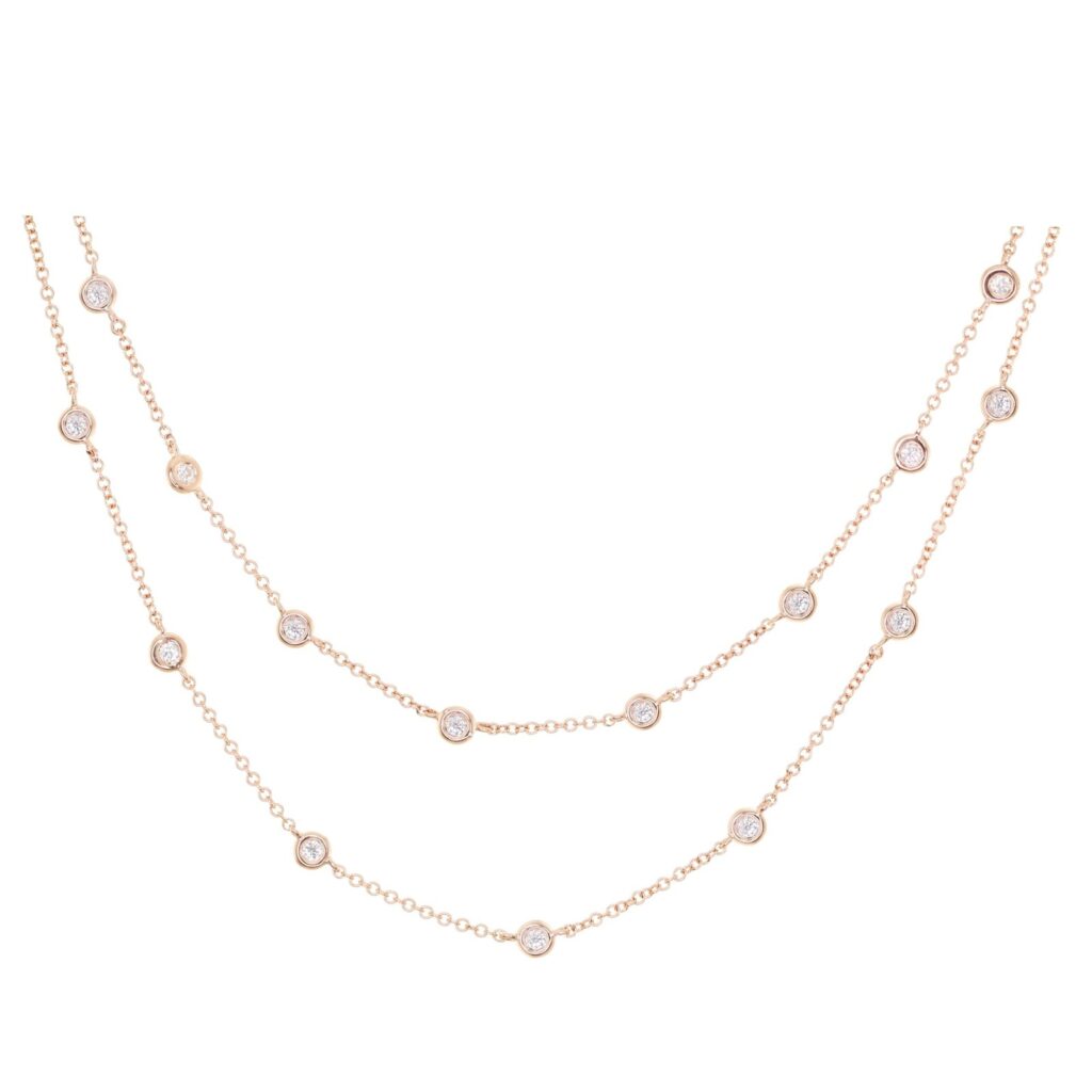 925 Sterling Silver Double Row Diamond Bezel Choker
