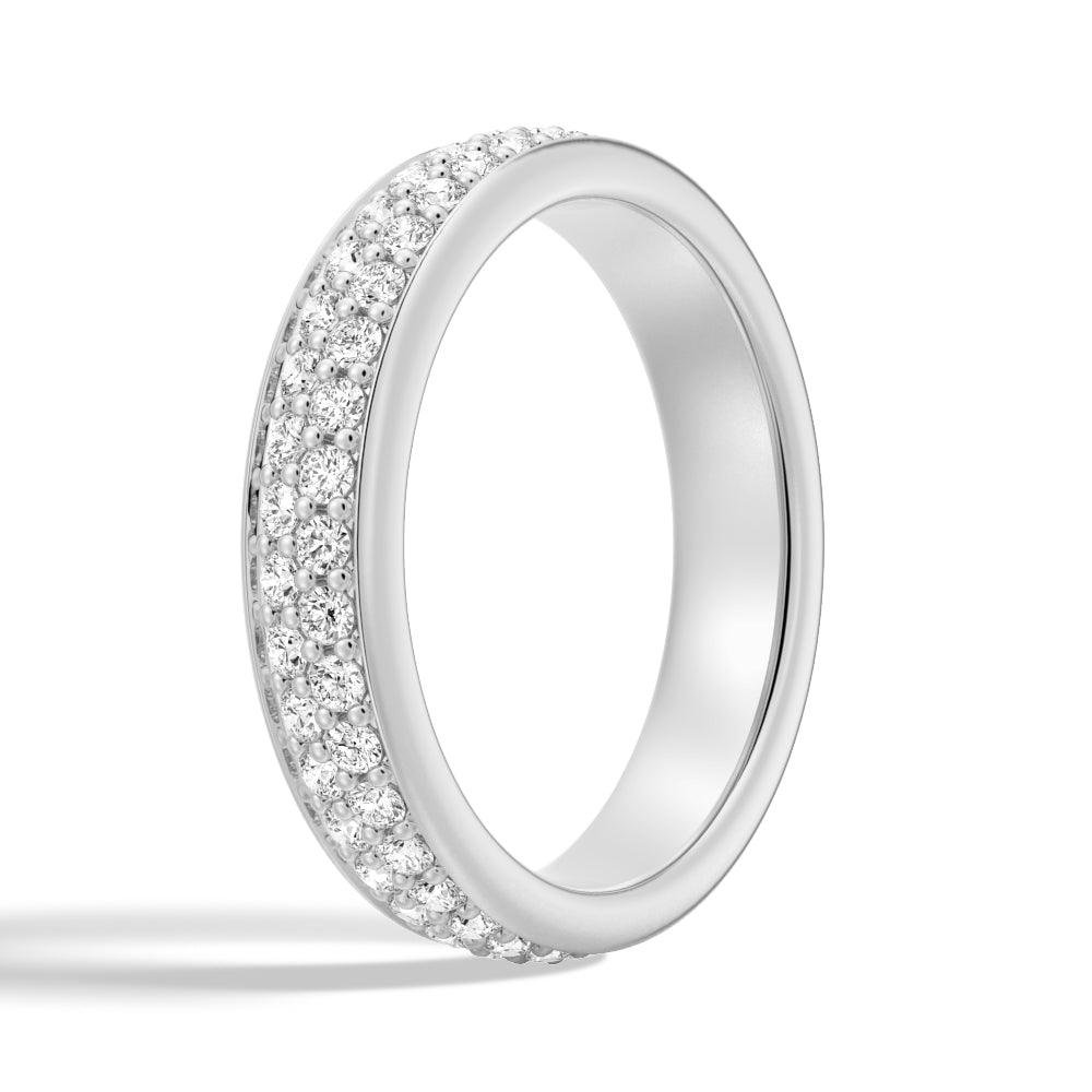 925 Sterling Silver Double Row Pave Diamond Eternity Band