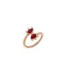 925 Sterling Silver Double Ruby Love Diamond Ring