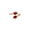 925 Sterling Silver Double Ruby Love Diamond Ring - Image 3