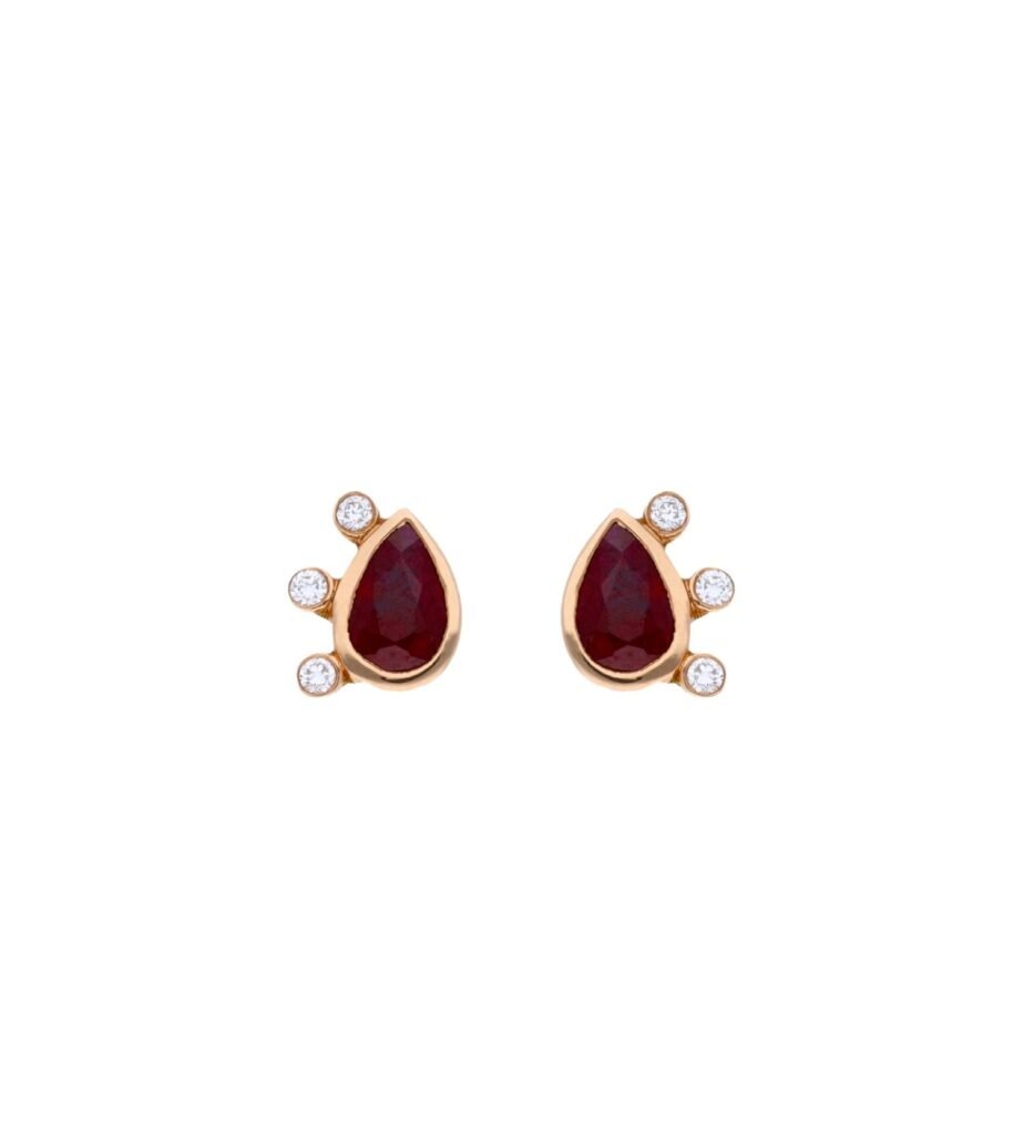 925 Sterling Silver Double Ruby Trouble Earrings