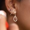 Double Ruby Trouble Earrings in 925 sterling silver with thick gold plating