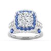 925 Sterling Silver Double Sapphire Halo Cushion Cut Diamond Engagement Ring Split Band - Image 6