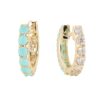 925 Sterling Silver Double Sided Diamond Turquoise Hoop