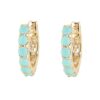 925 Sterling Silver Double Sided Diamond Turquoise Hoop - Image 2