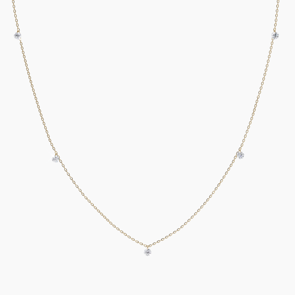 925 Sterling Silver Drilled Diamond Yard Necklace