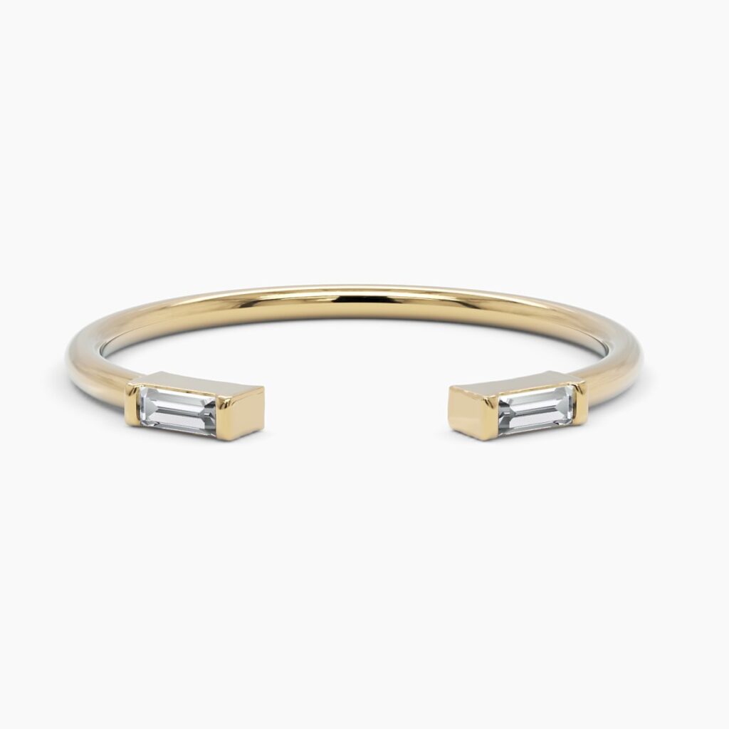 925 Sterling Silver Duo Baguette Diamond Ring