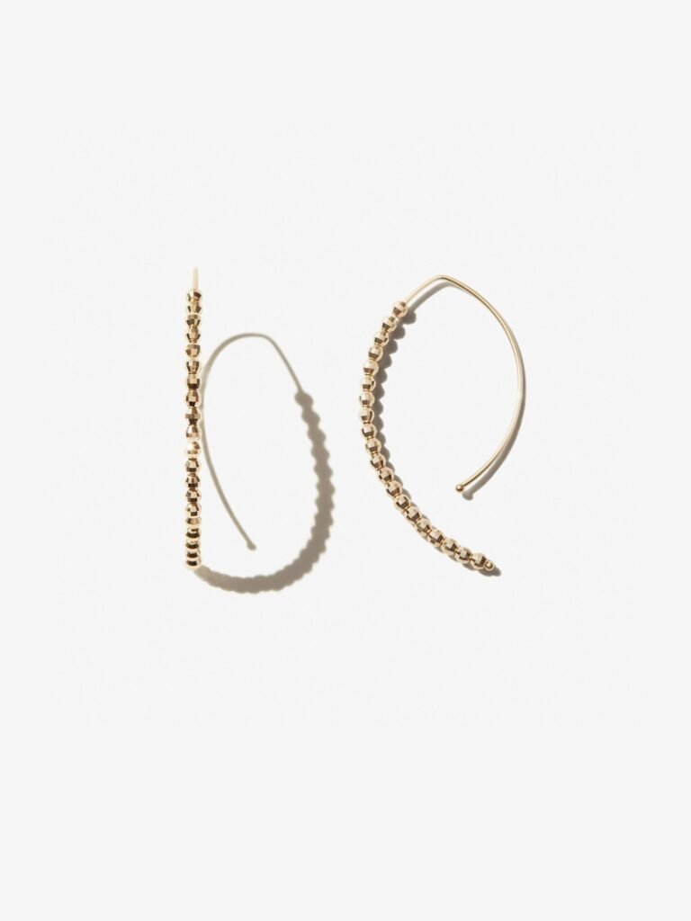 925 Sterling Silver E3A1 . Small Cut Bead Open Marquis Earrings
