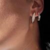925 Sterling Silver Ear Clips M Diamond Yellow Earrings - Image 2