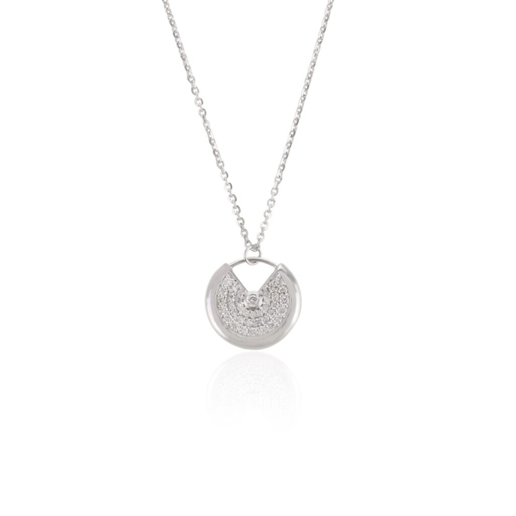 925 Sterling Silver Elegant Diamond Disc Chain Necklace
