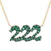 925 sterling silver 222 necklace with emerald and diamond details