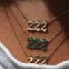 Adjustable 16 to 18 inch 222 necklace with gold plating