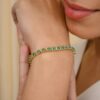 925 Sterling Silver Emerald and Diamond Designer Tennis Bracelet - Image 5
