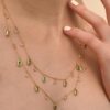 925 Sterling Silver Emerald and Diamond Station Charm Necklace - Image 3