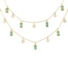 925 Sterling Silver Emerald and Diamond Station Charm Necklace - Image 4