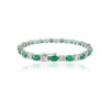 925 Sterling Silver Emerald and Diamond Tennis Bracelet - Image 3